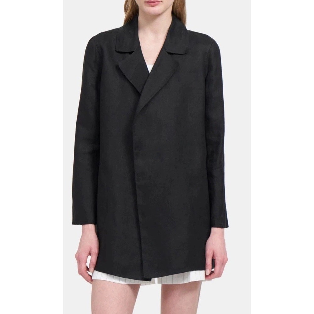 NWT Theory Clairene Double Face Linen Black Jacket Women's Size Large MSRP$455
